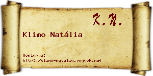Klimo Natália névjegykártya